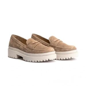 New Portland Leather Patina Suede Lug Sole Loafers